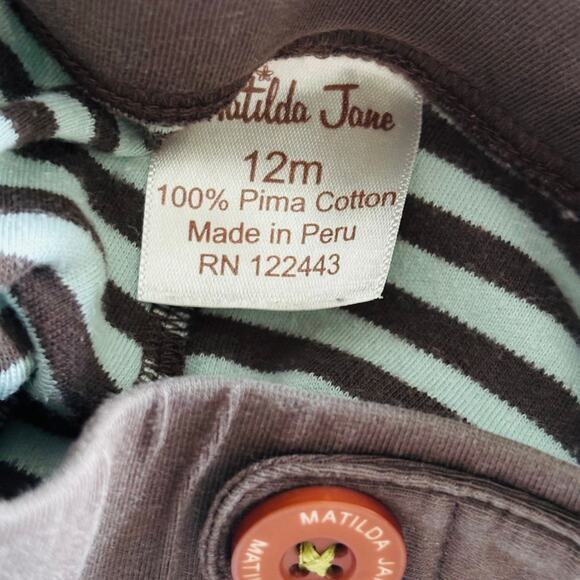 Matilda Jane Field Trip Brown Stripe Straightees 9-12 months EUC (2010) PIMA - Picture 4 of 4